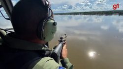 video-mostra-policiais-em-helicoptero-e-canoas-durante-cacada-por-suspeitos-de-aterrorizar-mt-e-fugir-para-o-tocantins