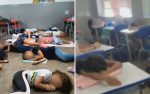 apos-fotos-de-alunos-deitados-no-chao,-professora-diz-que-gastou-o-proprio-dinheiro-para-que-criancas-nao-dormissem-em-colchonetes-rasgados-em-escola-de-goiania